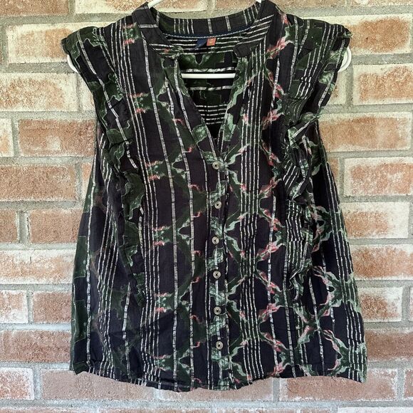 Pilcro Anthropologie Button Down Sleeveless Ruffle Blouse XS - Picture 3 of 10